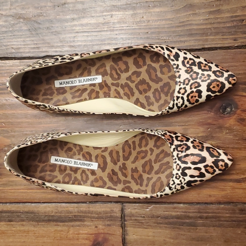 Manolo Blahnik animal print flats